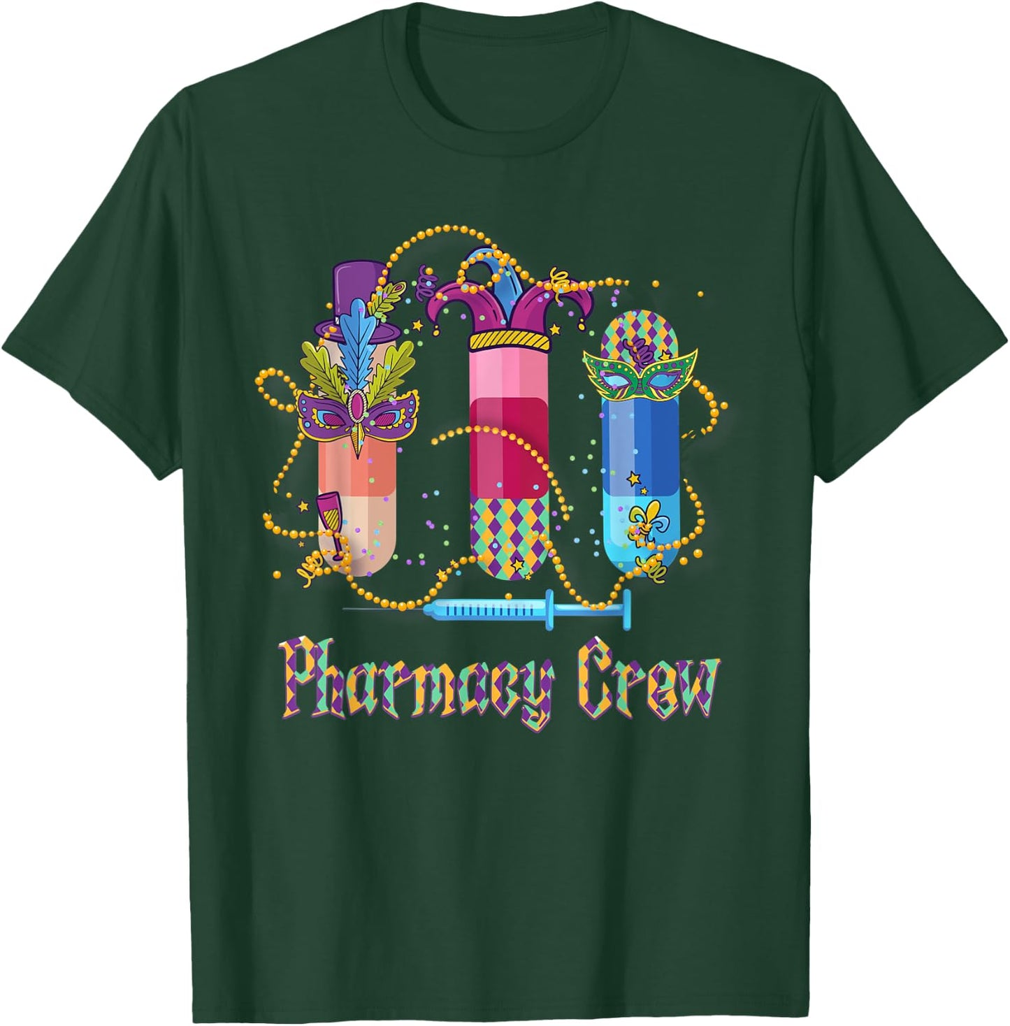 Pharmacy Squad Capsule Pharmacy Mardi Gras NOLA Carnival T-Shirt - T-Shirt | Forest