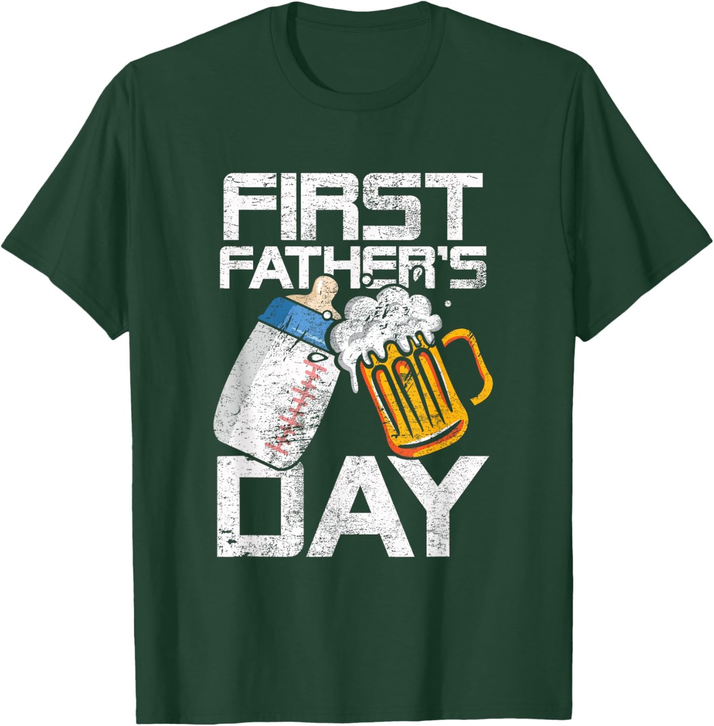 Beer Baby Bottle Daddy Dad Joke First Fathers Day Men Women T-Shirt - T-Shirt | Forest