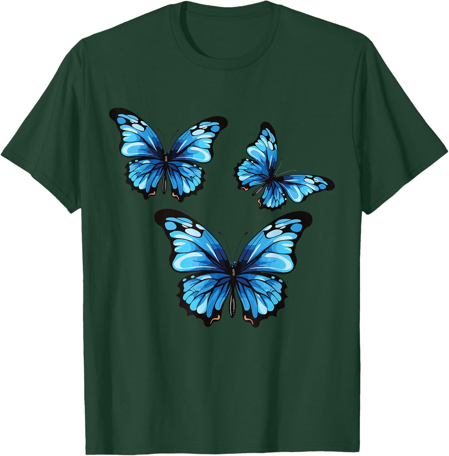 Blue Butterfly Art Garden Beautiful Butterflies Insects T-Shirt - T-Shirt | Forest