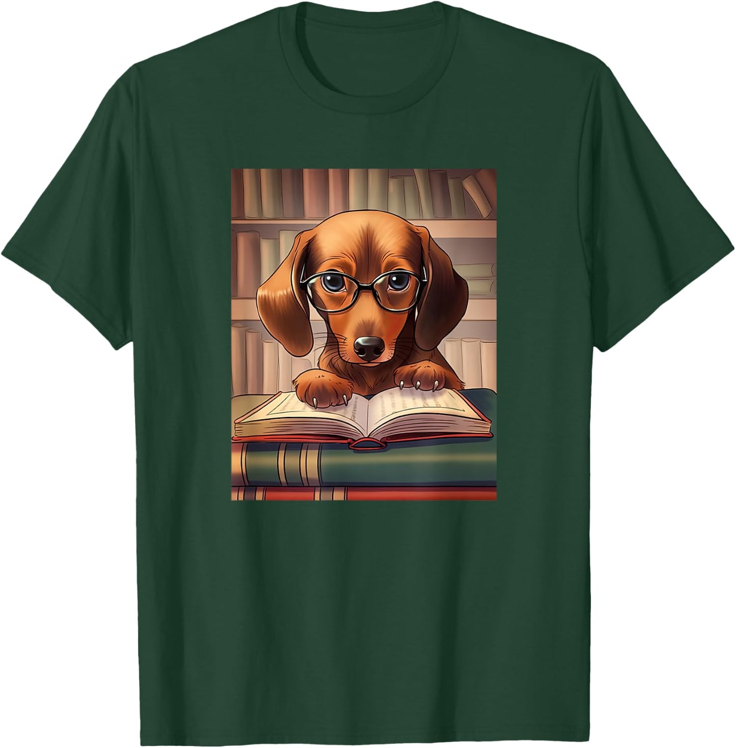 Dachshund Reading Funny Dog Book Lover Men Women Kids T-Shirt - T-Shirt | Forest
