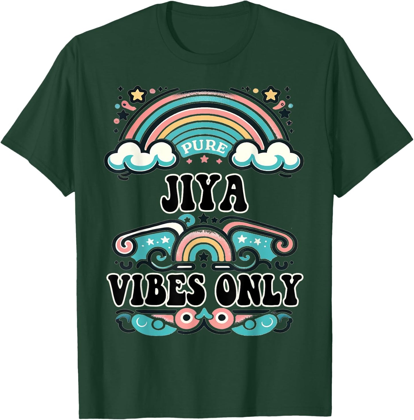 JIYA Vibes Only Cute Retro Girls JIYA Name T-Shirt - T-Shirt | Forest