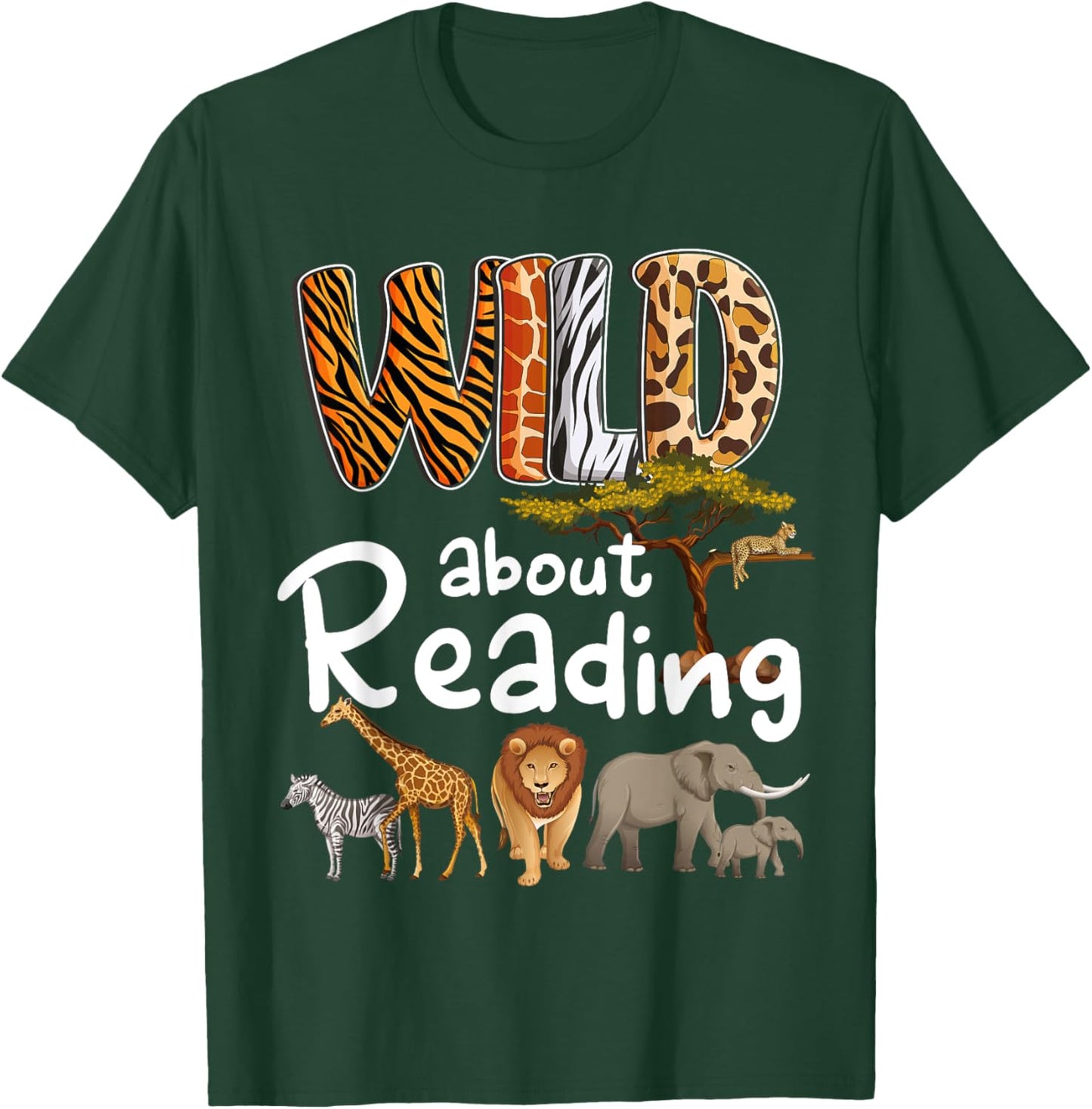 Wild About Reading Books Reader Lover Bookworm Librarian Men T-Shirt - T-Shirt | Forest