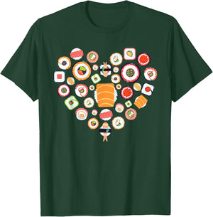 Funny Sushi Design For Kids Men Women I Heart Sushi Foodie T-Shirt - T-Shirt | Forest