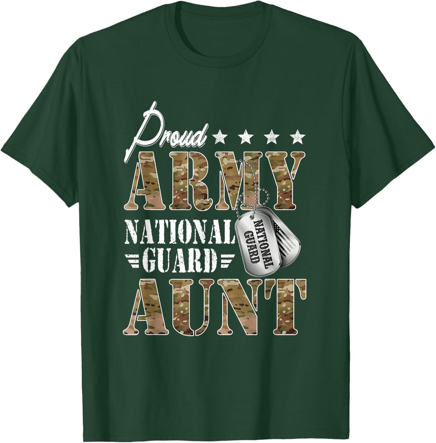 Proud Army National Guard Aunt National Guard Women's Black Regular Fit Short Sleeve Small Modern Military Graduation T-Shirt - T-Shirt | Forest