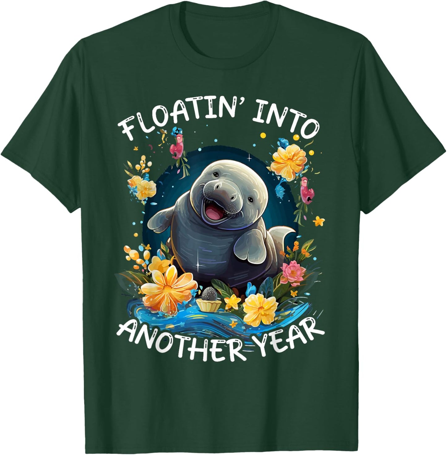 Manatee Birthday Celebrant Animal Floaty Potato Sea Cow T-Shirt - T-Shirt | Forest