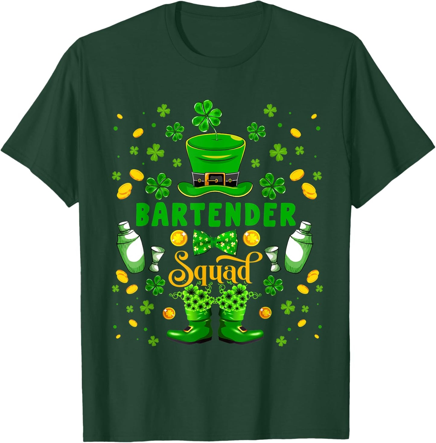 Bartender Squad St. Patrick's Day Shamrocks Costume Family T-Shirt - T-Shirt | Forest