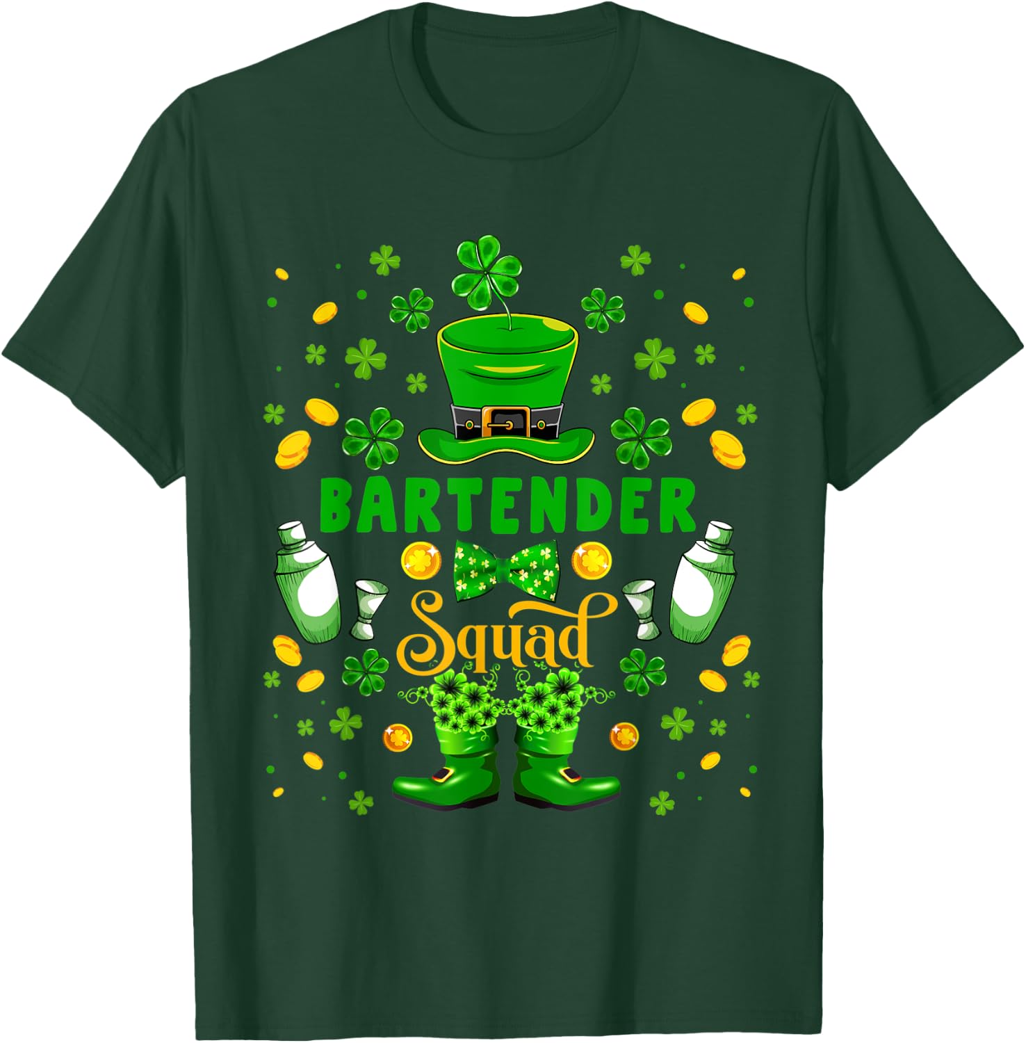 Bartender Squad St. Patrick's Day Shamrocks Costume Family T-Shirt - T-Shirt | Forest