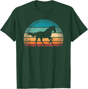 Cute Horses Clothing Women Kids Girls Boys Retro Horse Lover Horseback Riding Cowgirl T-Shirt - T-Shirt | Forest