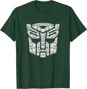 Transformers Detailed Autobot Icon Fill Helmet Symbol T-Shirt - T-Shirt | Forest