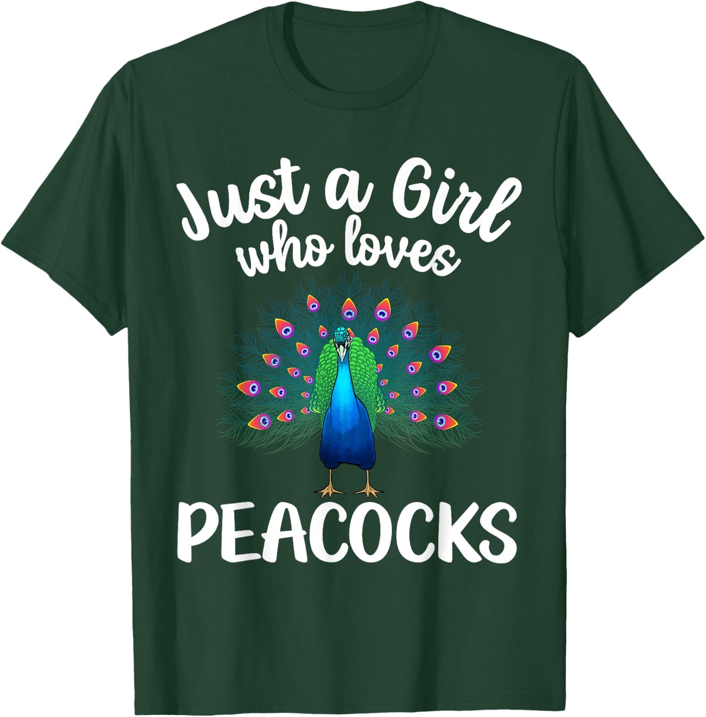 Funny Peacock Design For Girls Kids Youth Peacock Bird Lover T-Shirt - T-Shirt | Forest