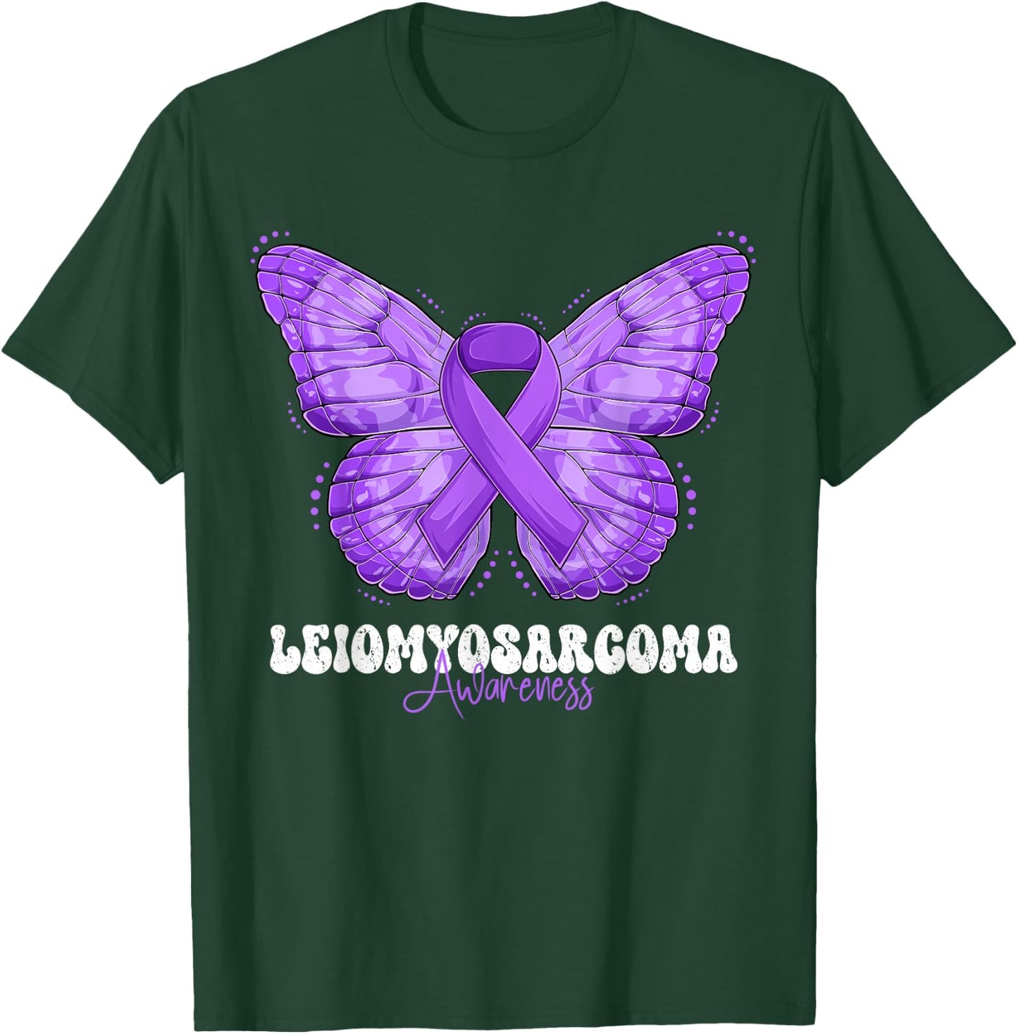 Leiomyosarcoma Awareness Month Purple Ribbon Butterfly T-Shirt - T-Shirt | Forest