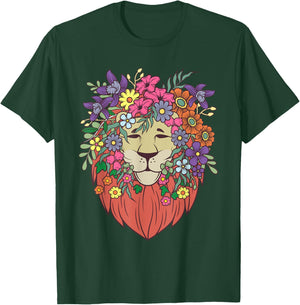Funny Indie Style Lion Flowers Cute Hipster Outfit Men Women T-Shirt - T-Shirt | Forest