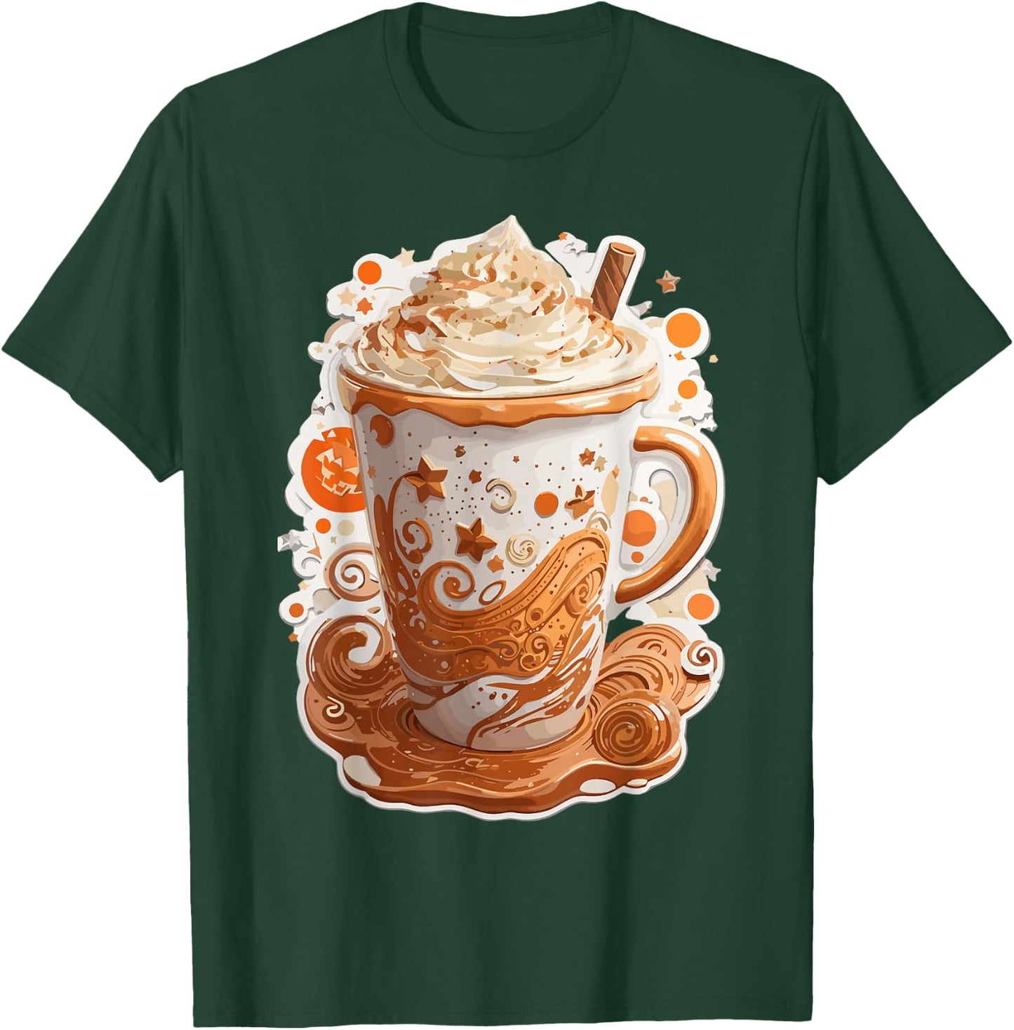 Pumpkin Spice Latte Art Fall Autumn Season Coffee Drinks T-Shirt - T-Shirt | Forest