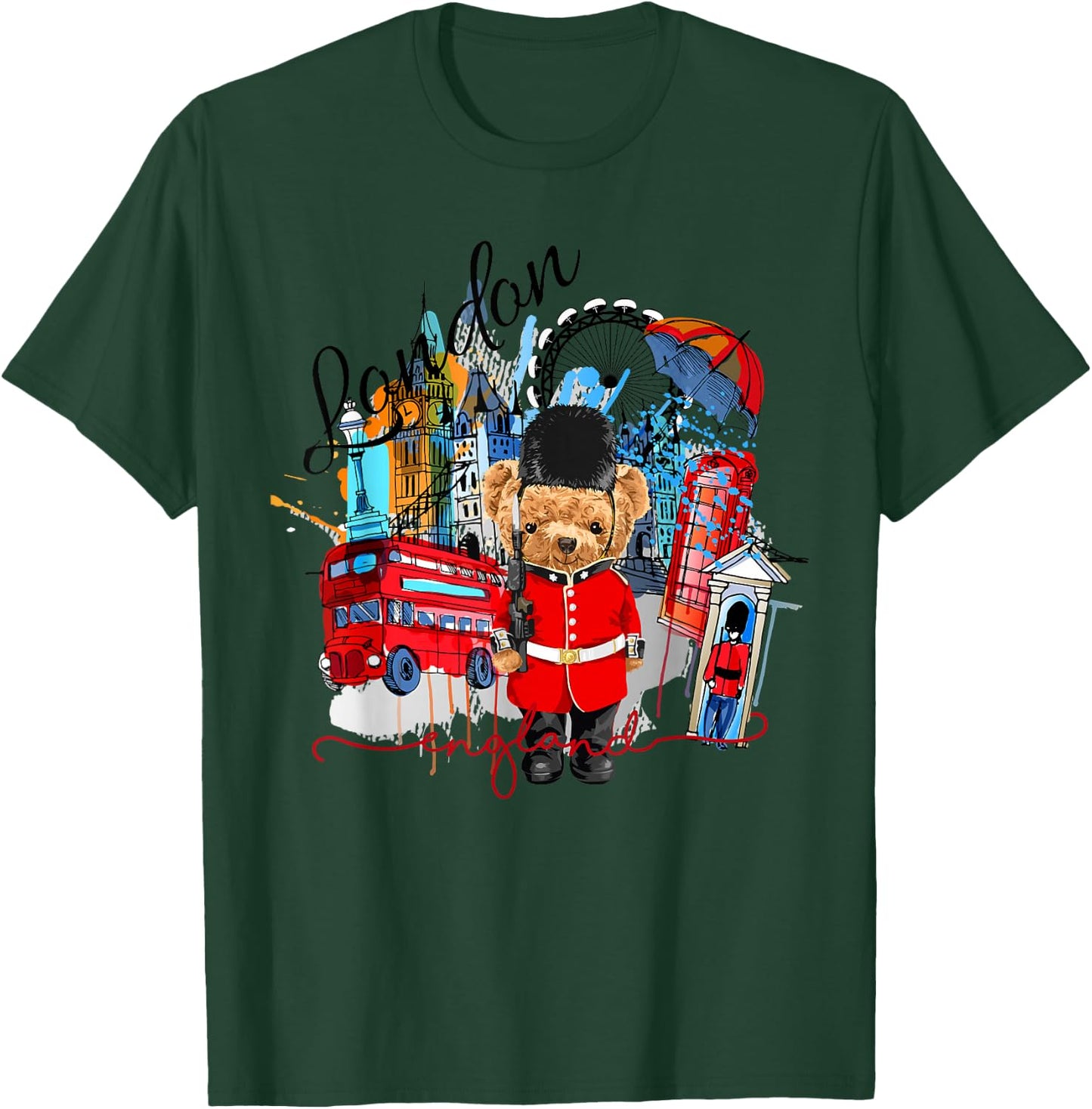 London Teddy Bear Queen Guard Illustration Graphic Anime T-Shirt - T-Shirt | Forest