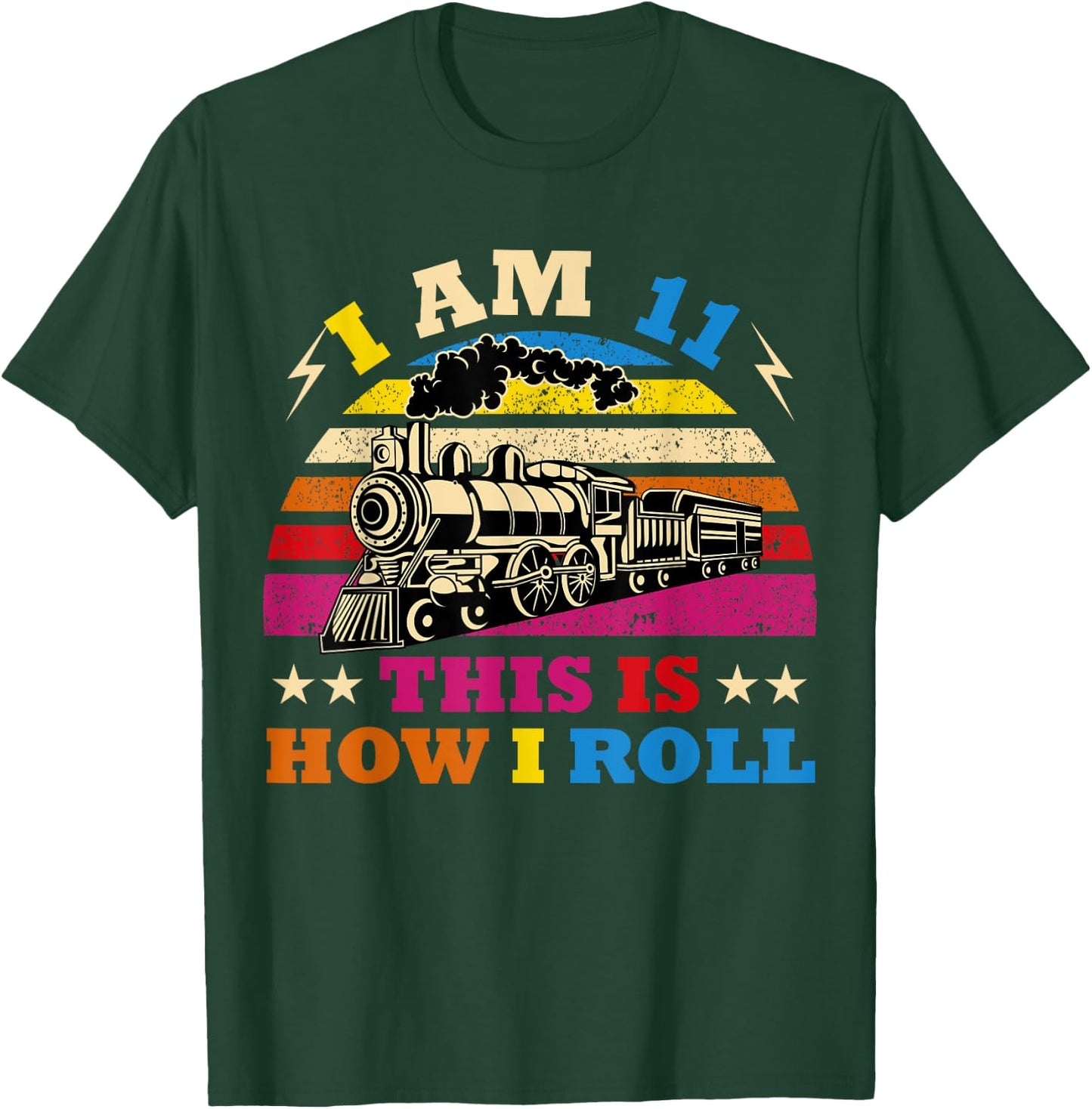 11th Birthday Boy Train 11 Year Old Funny B-Day Matching T-Shirt - T-Shirt | Forest