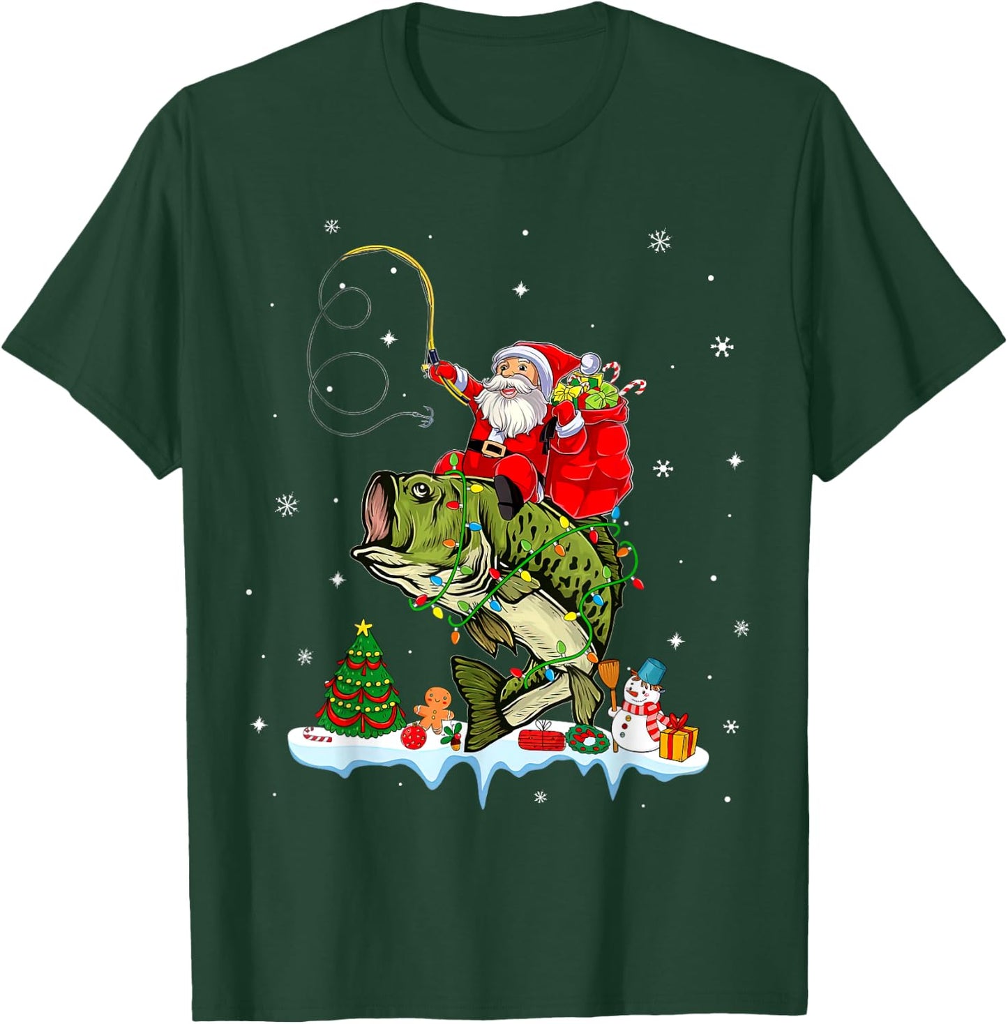 Santa Claus Fishing Christmas Fishing Lover T-Shirt - T-Shirt | Forest