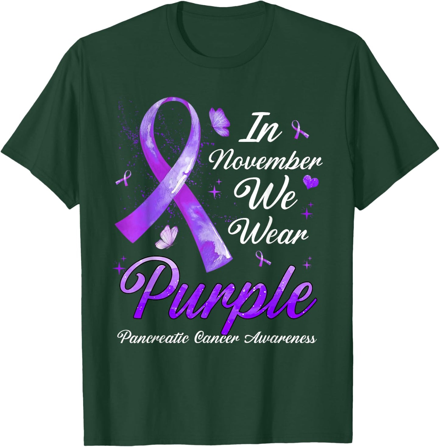 In November We Wear Purple Pancreatic Cancer Awareness T-Shirt - T-Shirt | Forest
