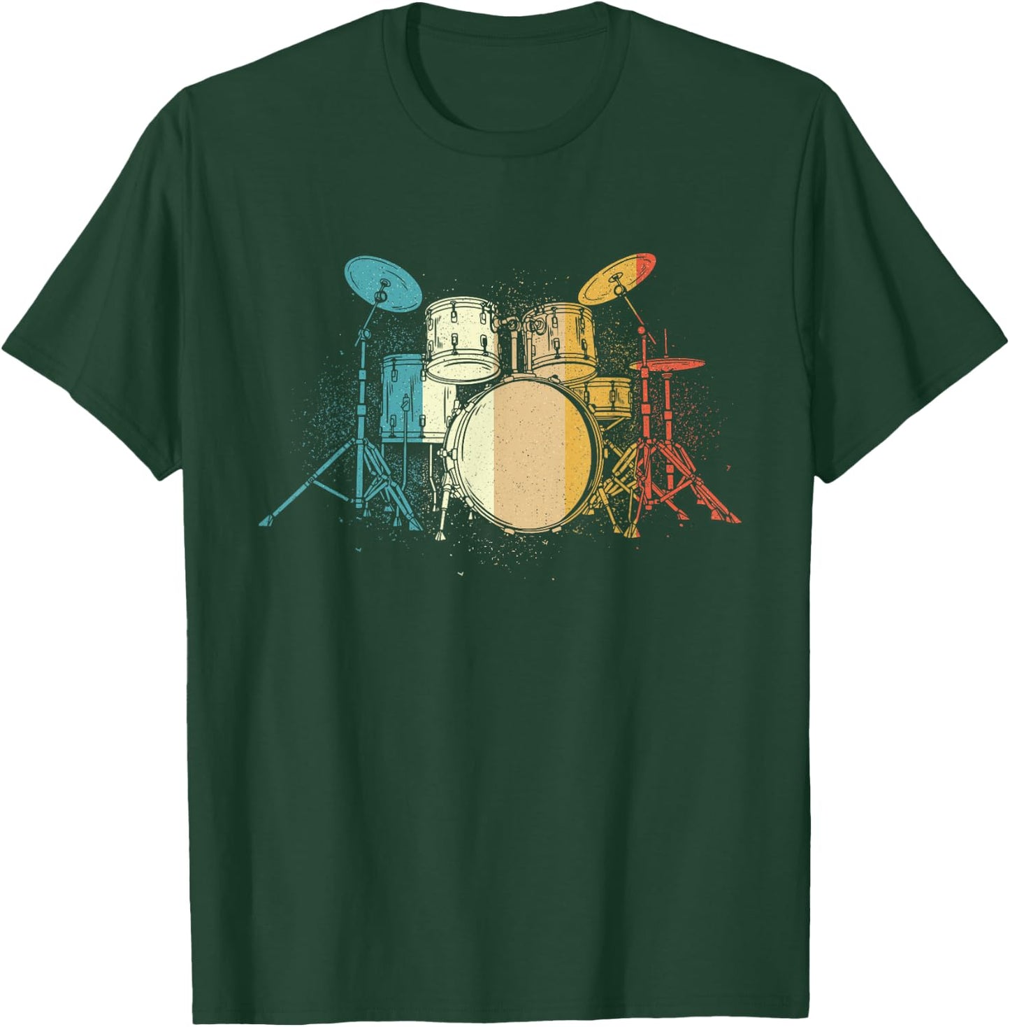 Retro Vintage Drum Sets - Drummer Drumming Lover Percussion T-Shirt - T-Shirt | Forest