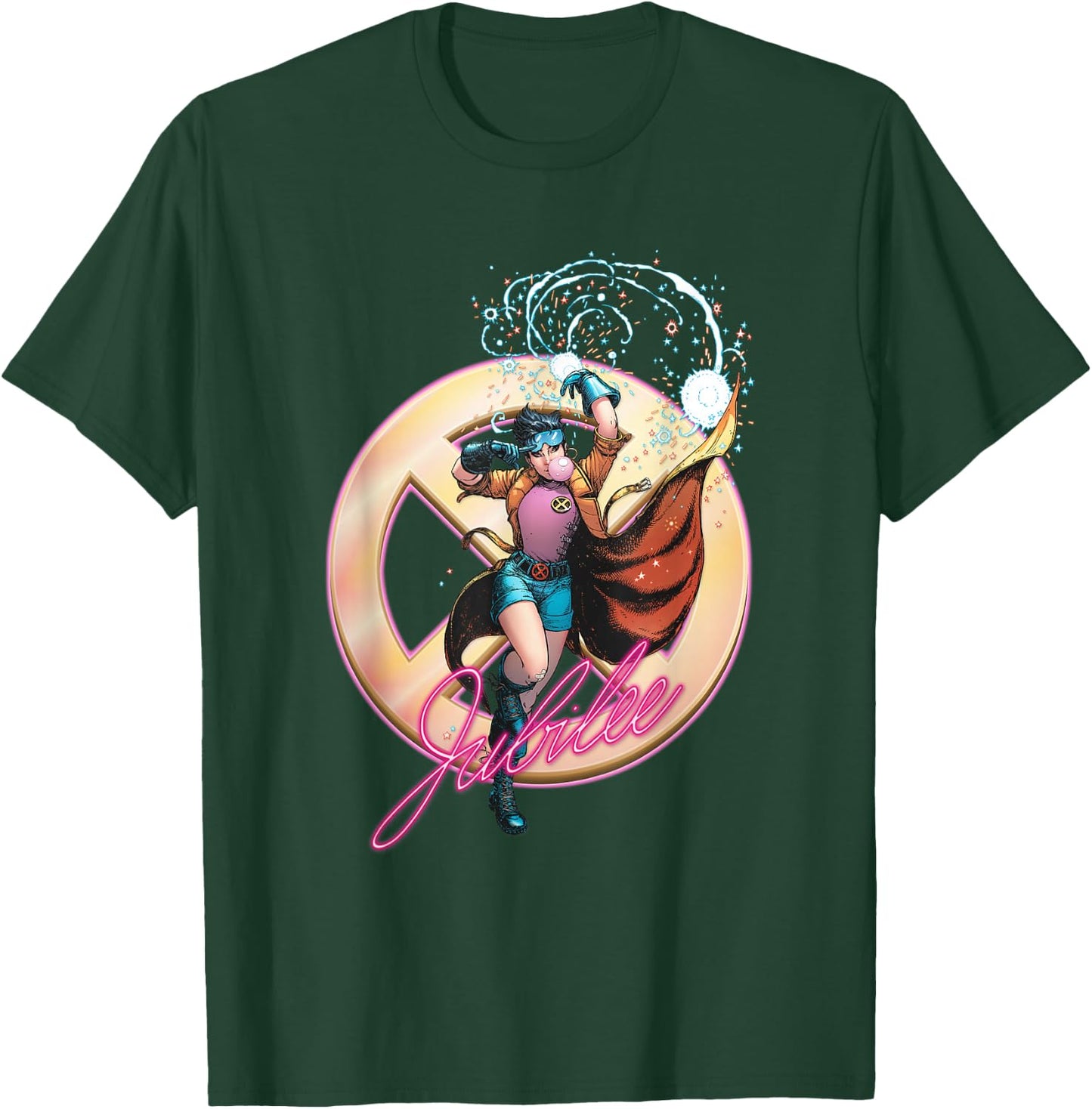 Marvel X-Men Jubilee Bringing The Party Vintage Portrait T-Shirt - T-Shirt | Forest