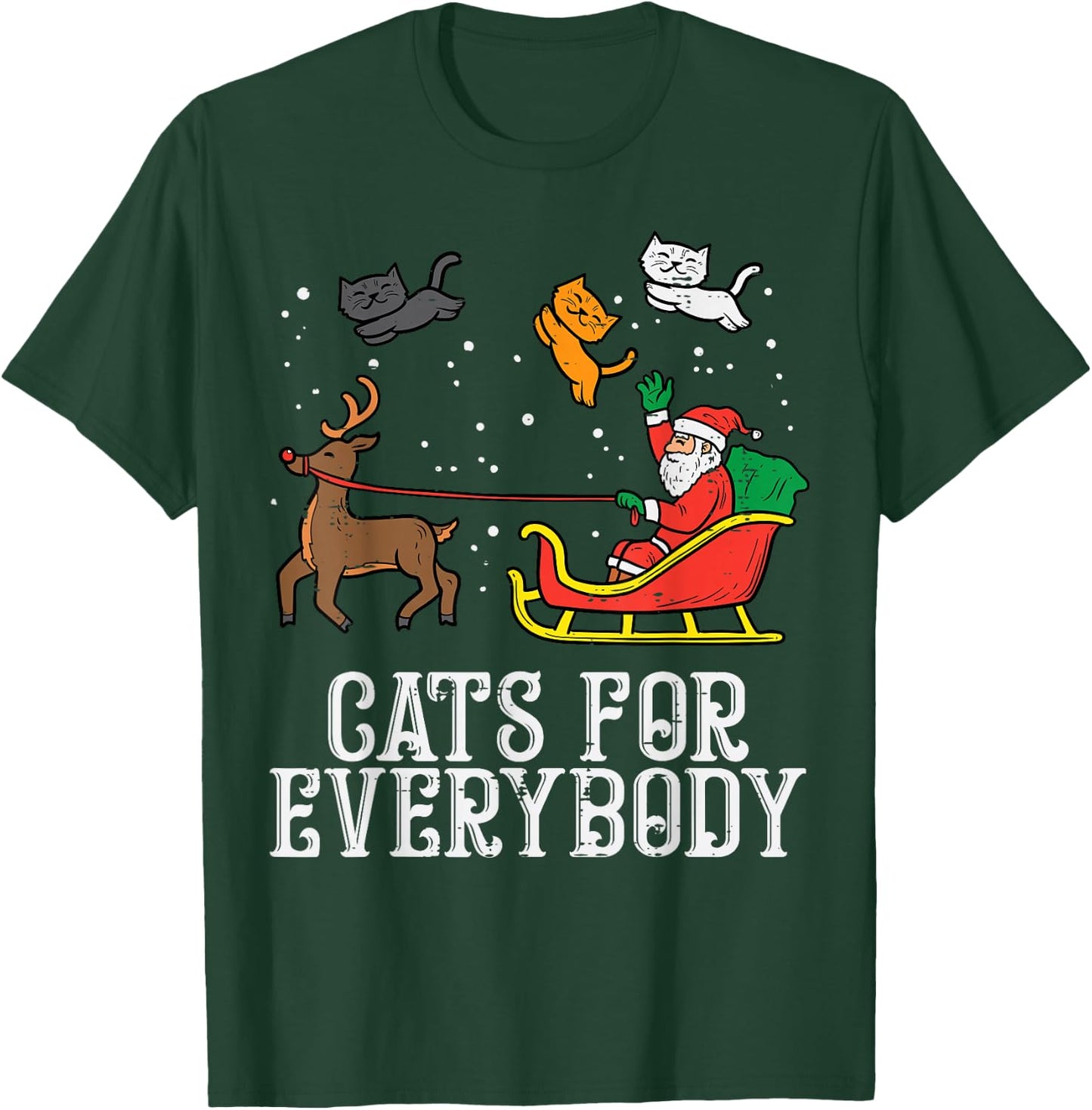 Cats for Everybody Christmas Cat Funny Xmas Women Santa T-Shirt - T-Shirt | Forest