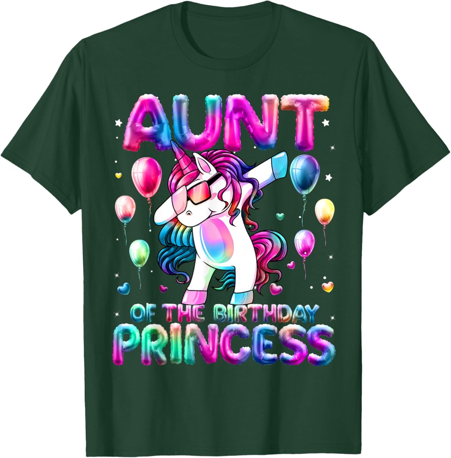 Auntie of the Birthday Princess Girl Flossing Unicorn Aunt T-Shirt - T-Shirt | Forest