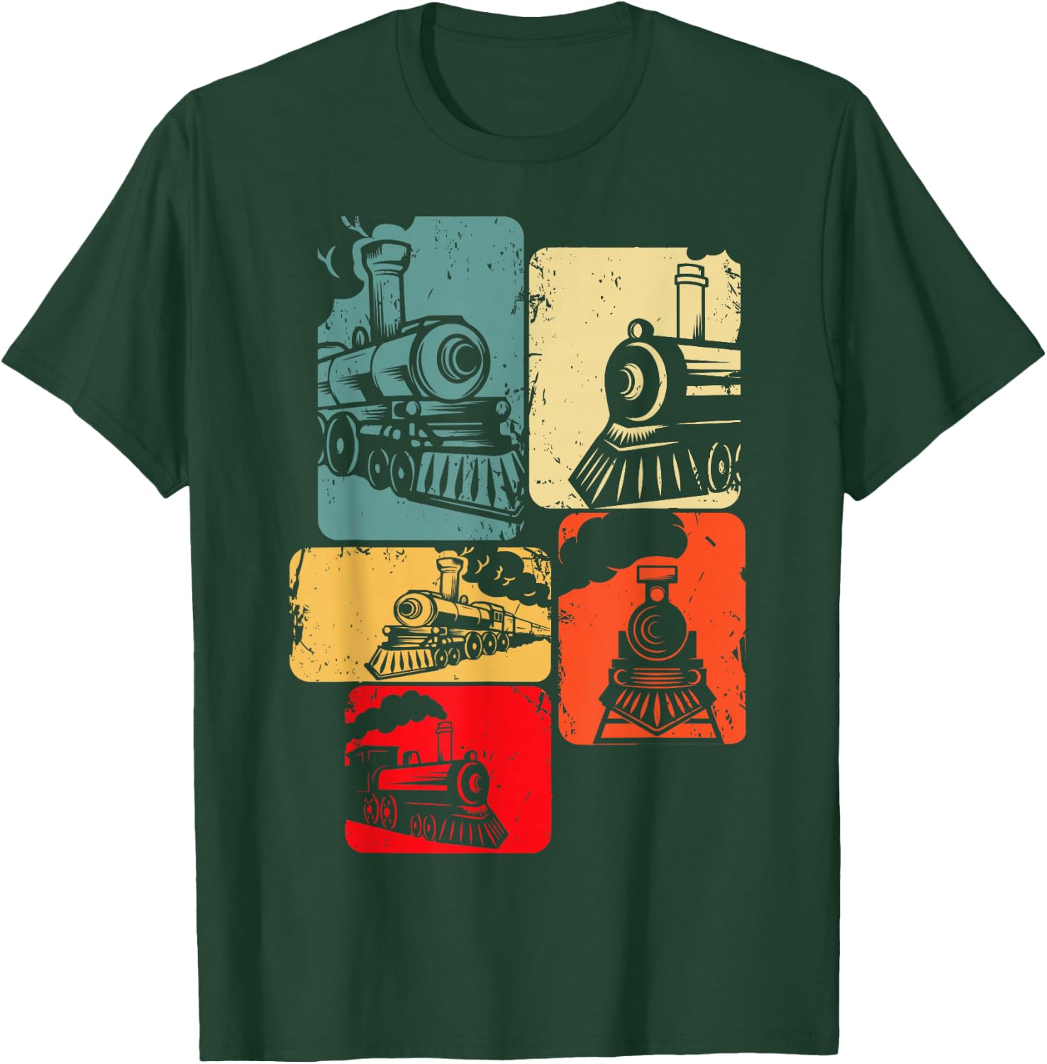 Train Railroad Engineer Railway Steam Train Locomotive T-Shirt - T-Shirt | Forest