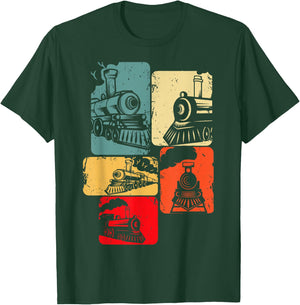 Train Railroad Engineer Railway Steam Train Locomotive T-Shirt - T-Shirt | Forest