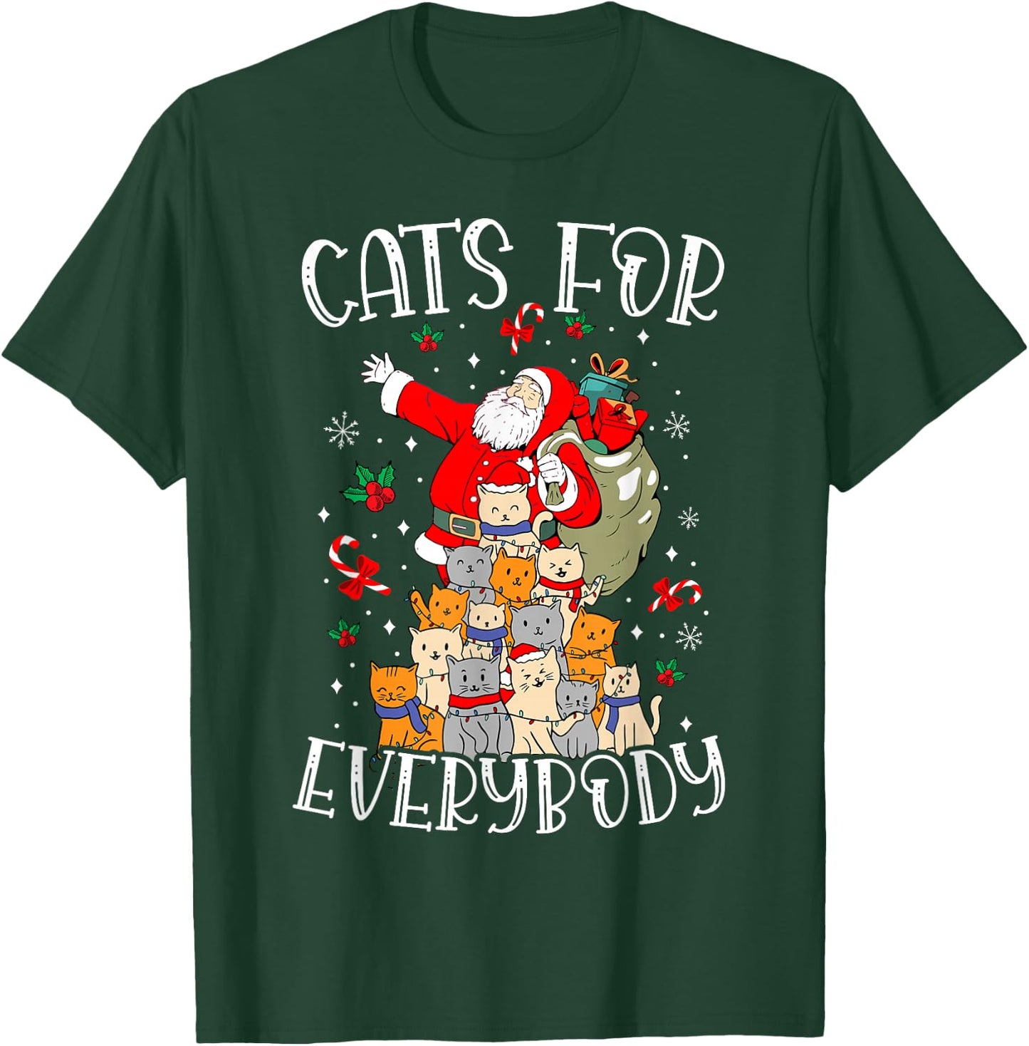 Cats For Everybody Ugly Christmas Cat Funny Xmas T-Shirt - T-Shirt | Forest