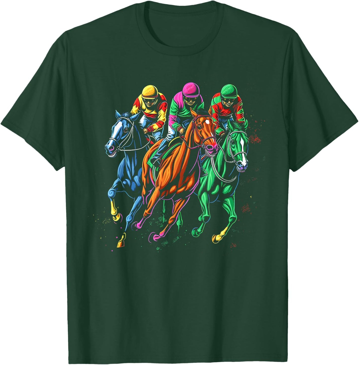 Vintage Horse Racing Painting Horse and Derby Lovers T-Shirt - T-Shirt | Forest