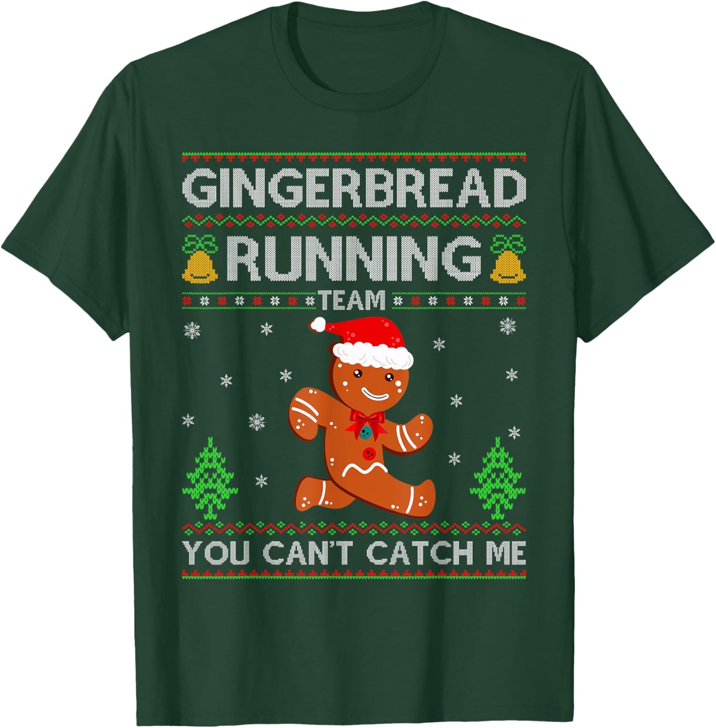 Ugly Xmas Sweater Gingerbread Running Team Christmas T-Shirt - T-Shirt | Forest