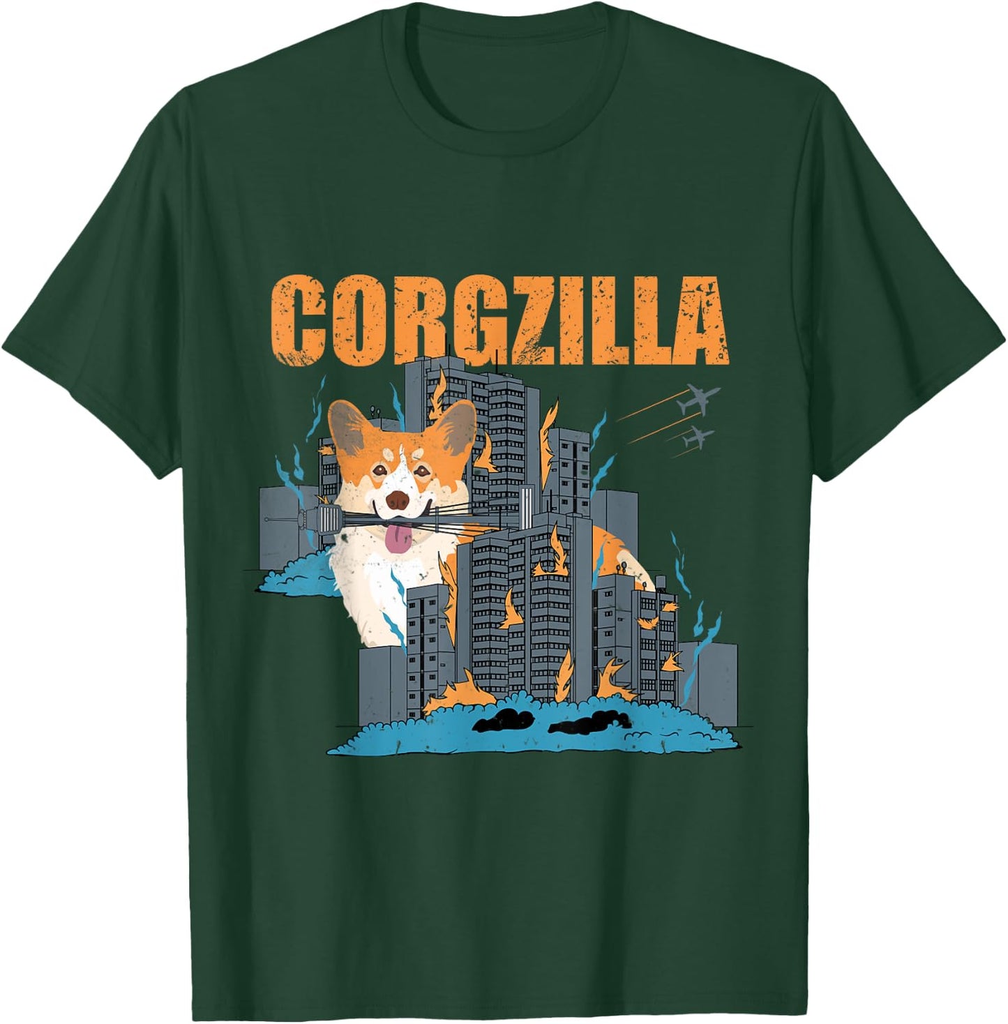 Corgzilla Funny Pembroke Welsh Corgi Pet Dog Lover Men Women Girls Kids T-Shirt - T-Shirt | Forest