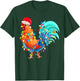 Christmas Lights Chicken Wearing Xmas Hat Chicken Hen Lover T-Shirt - T-Shirt | Forest