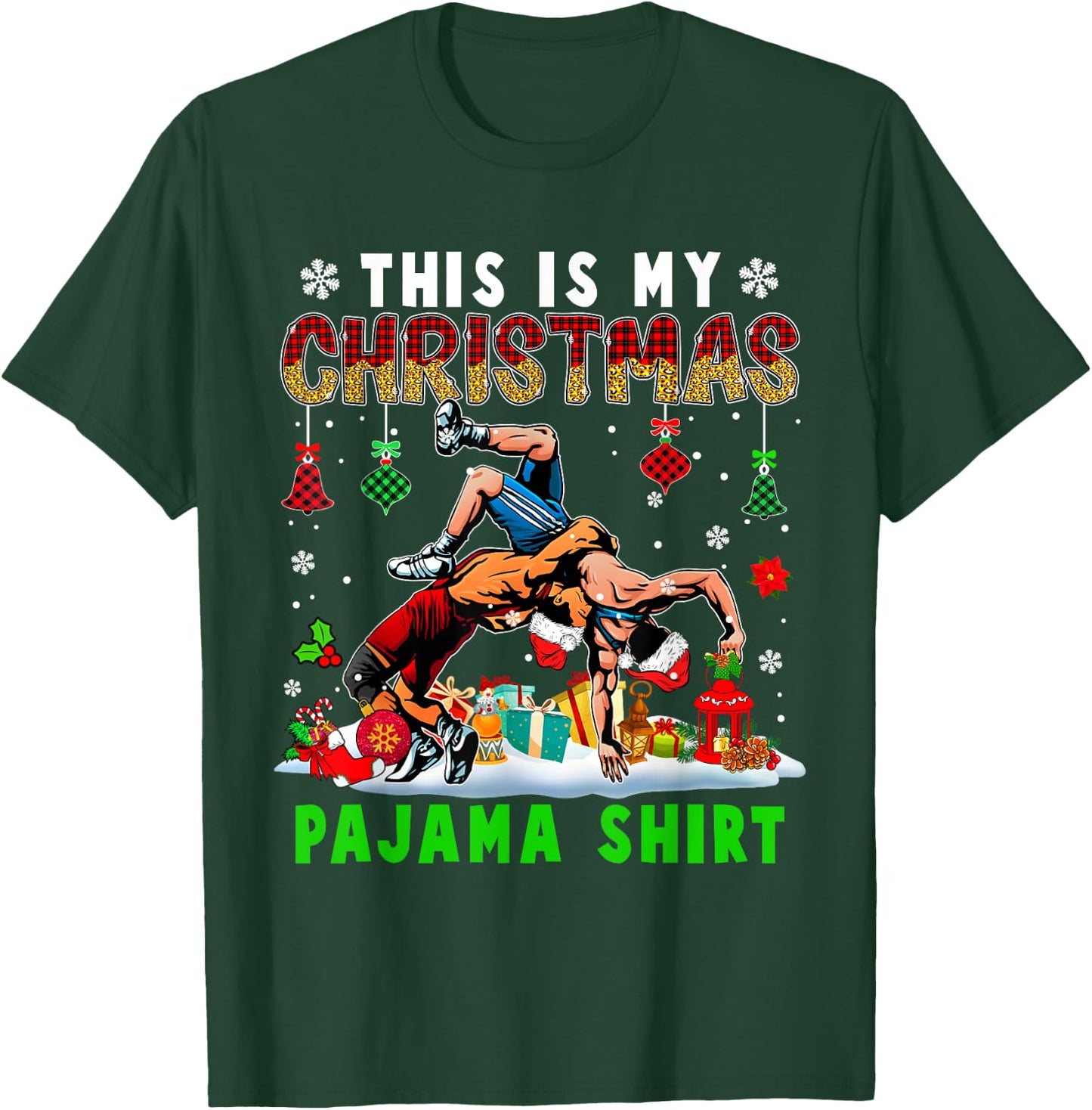 This Is My Christmas Pajama Shirt Two Santa Wrestling Lover T-Shirt - T-Shirt | Forest