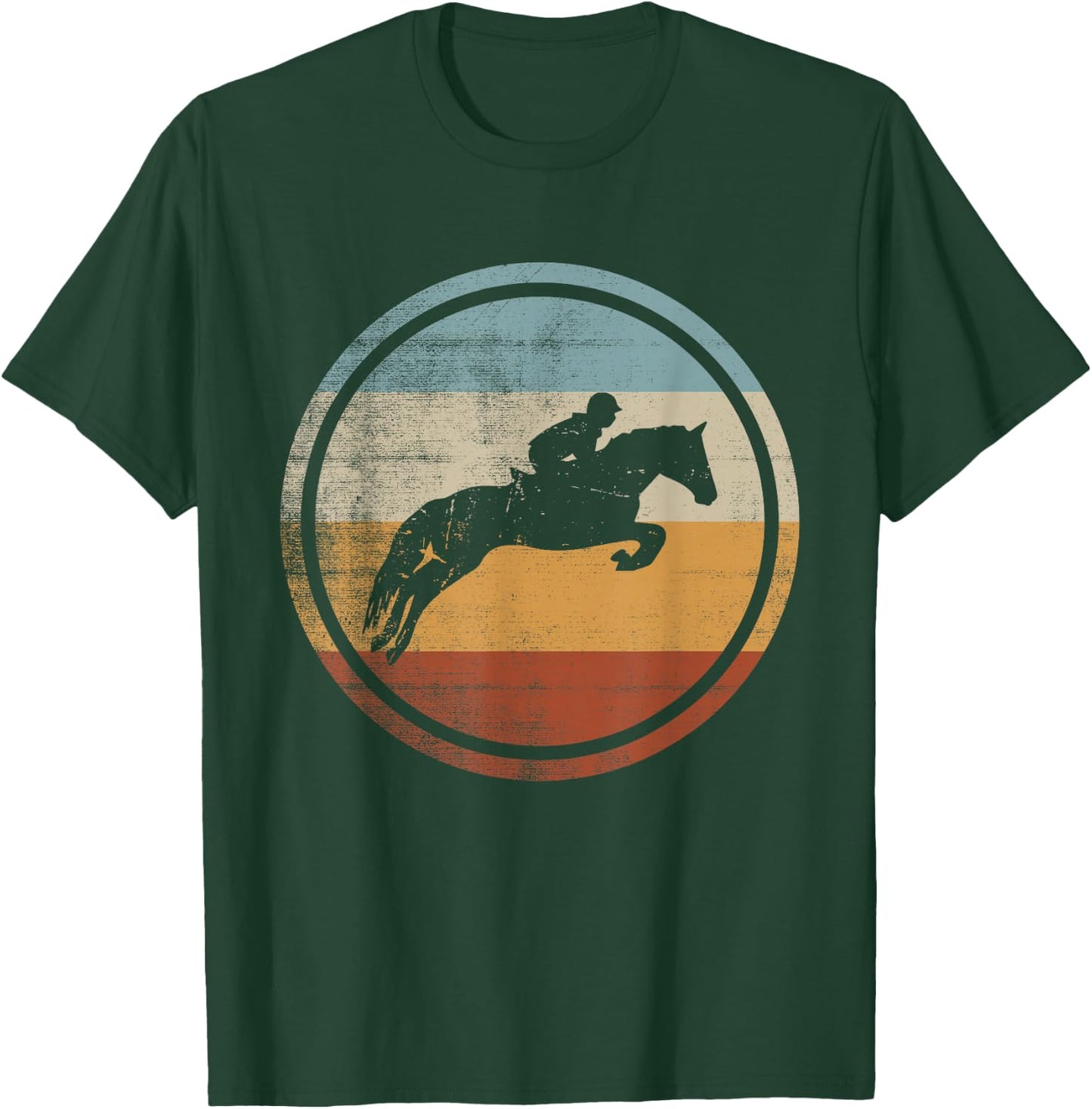 Retro Vintage Show Jumping Design Horse Rider Equestrian T-Shirt - T-Shirt | Forest
