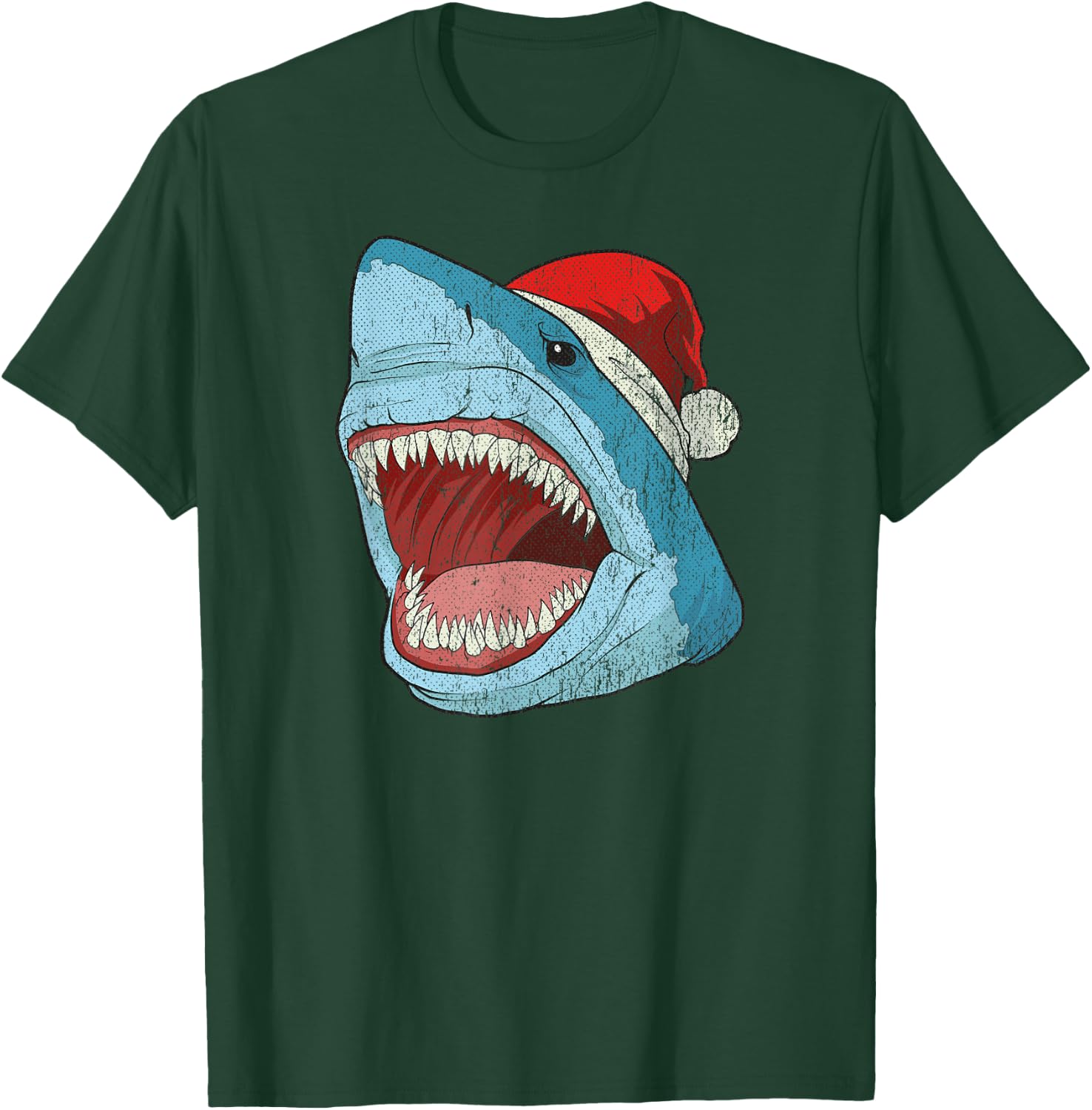 Santa Jaws Funny Shark Christmas Holiday Vintage T-Shirt - T-Shirt | Forest