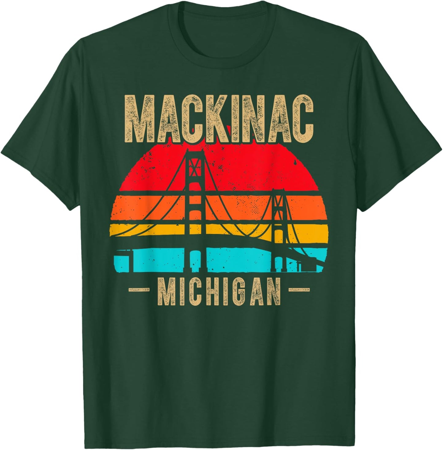 Mackinac Bridge Mackinaw Retro Vintage Michigan Souvenir T-Shirt - T-Shirt | Forest
