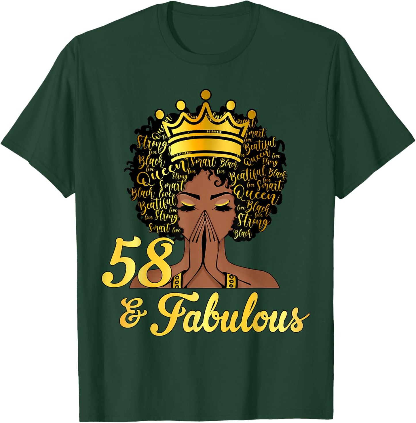 58 And Fabulous Happy 58th Birthday African American Women T-Shirt - T-Shirt | Forest