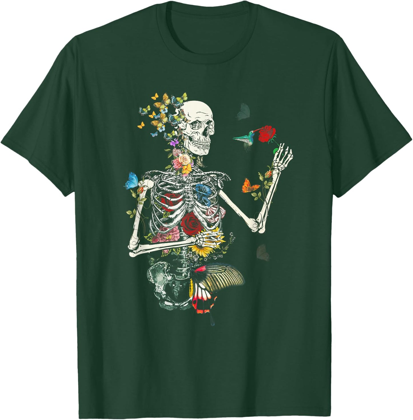 Cool Skeleton Plant Nature Flower Halloween T-Shirt - T-Shirt | Forest