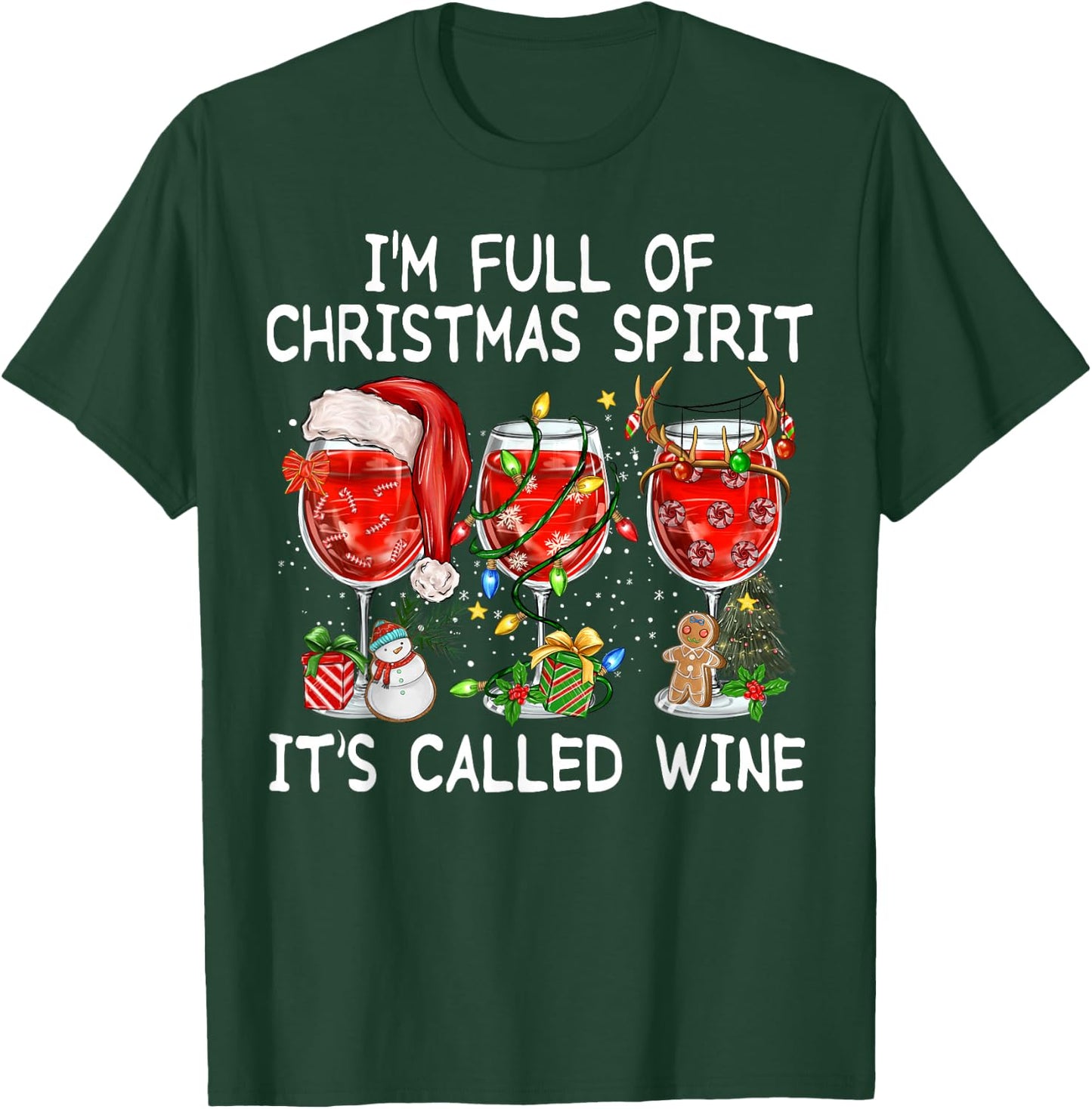 Red Wine Glass Drinking Christmas Spirits Family Pajama T-Shirt - T-Shirt | Forest
