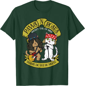 Funny Cat Paws Rock Music Gift Men Kids Women Funny Cat T-Shirt - T-Shirt | Forest