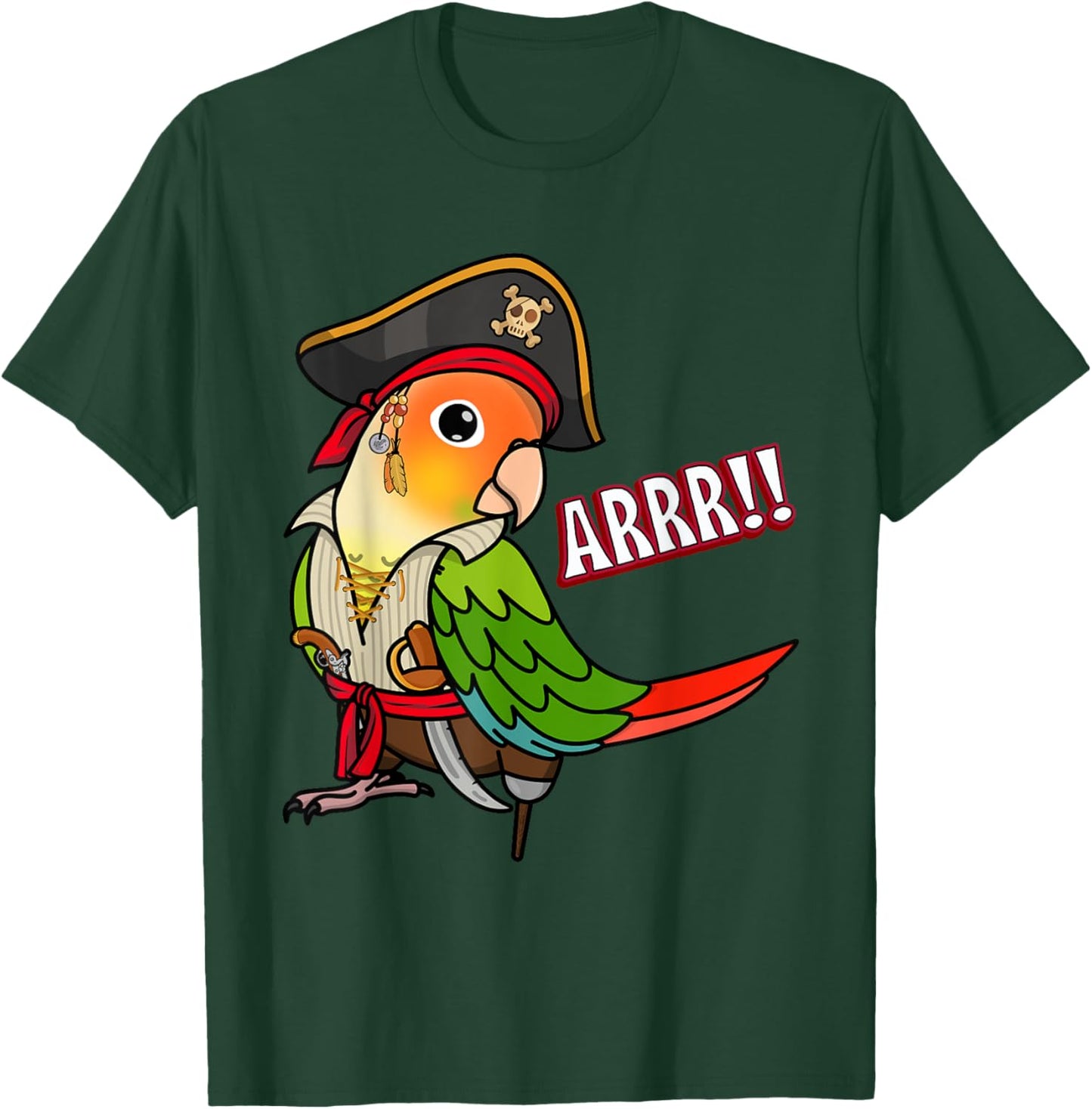 Pirate Parrot I Green Cheek Pineapple Conure T-Shirt - T-Shirt | Forest