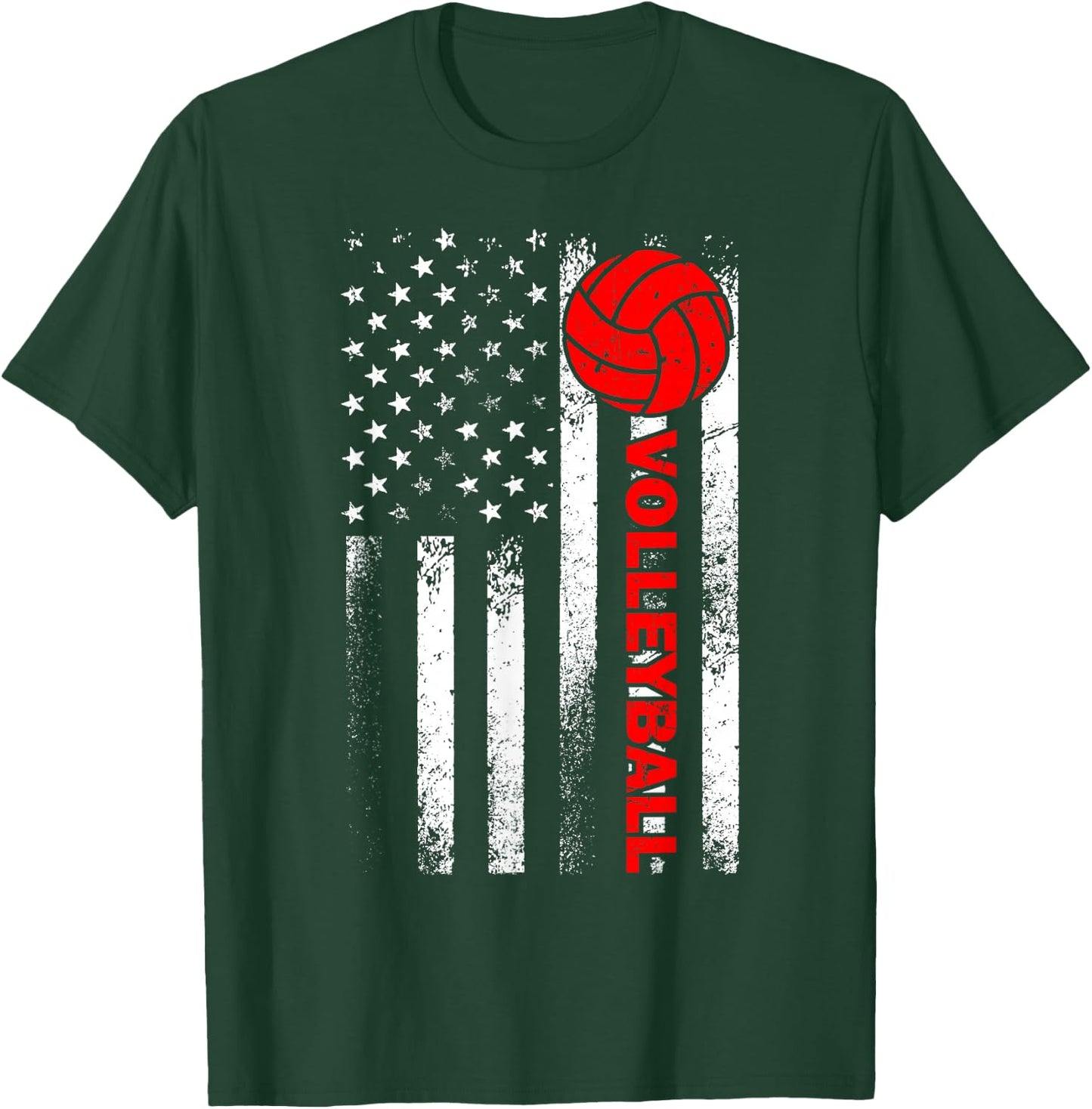 Funny Volleyball Design Women USA Patriotic Athlete T-Shirt - T-Shirt | Forest