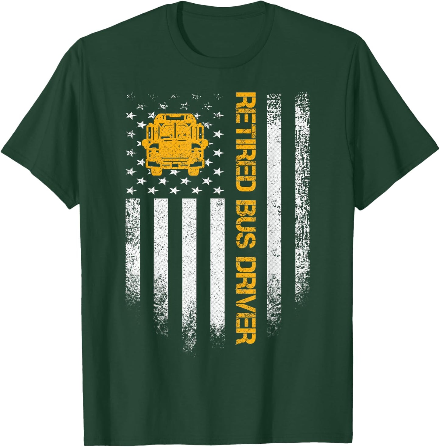 Vintage American Flag Retired School Bus Driver Retirement T-Shirt - T-Shirt | Forest