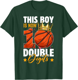 This Boy Now 10 Double Digits Basketball 10 Years Old Bday T-Shirt - T-Shirt | Forest