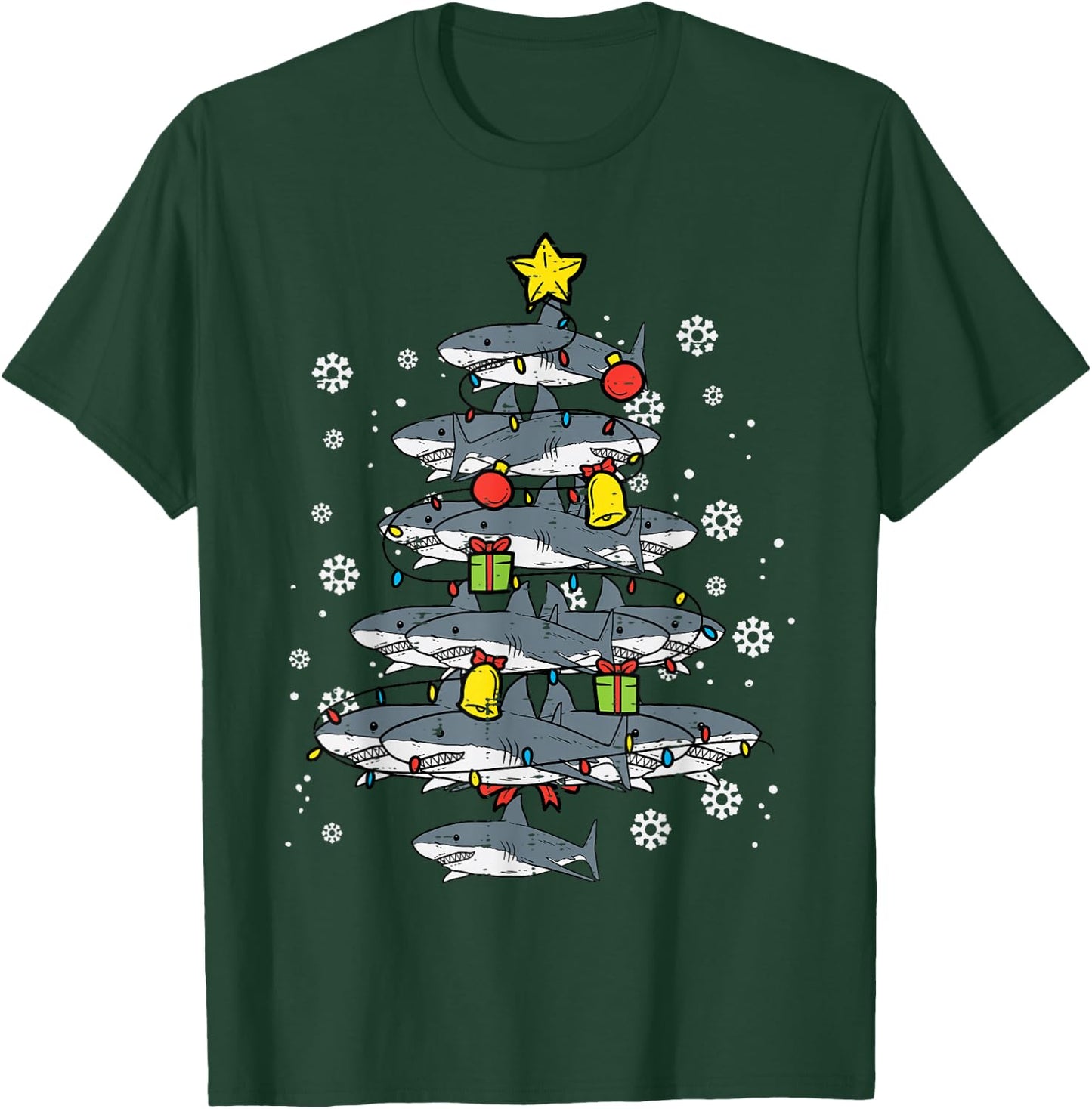 Sharks Christmas Tree Xmas Boys Toddler Kids Men Women Kids T-Shirt - T-Shirt | Forest