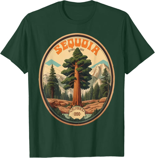 Sequoia National Park Tree Illustration Hiking Retro Badge