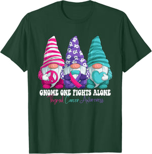Funny Gnomies Thyroid Cancer Awareness Month Ribbon T-Shirt - T-Shirt | Forest