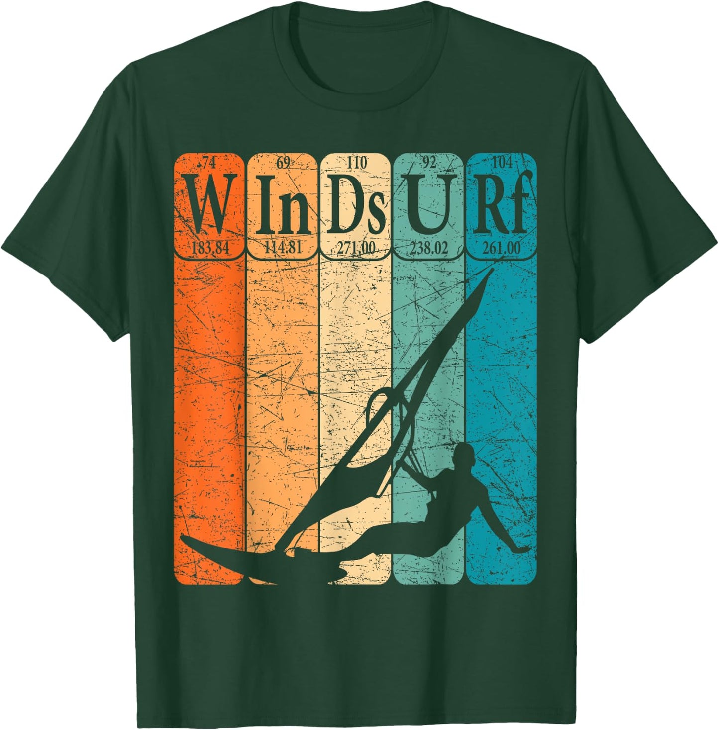 Windsurf Periodic Table Elements Windsurfing Retro T-Shirt - T-Shirt | Forest
