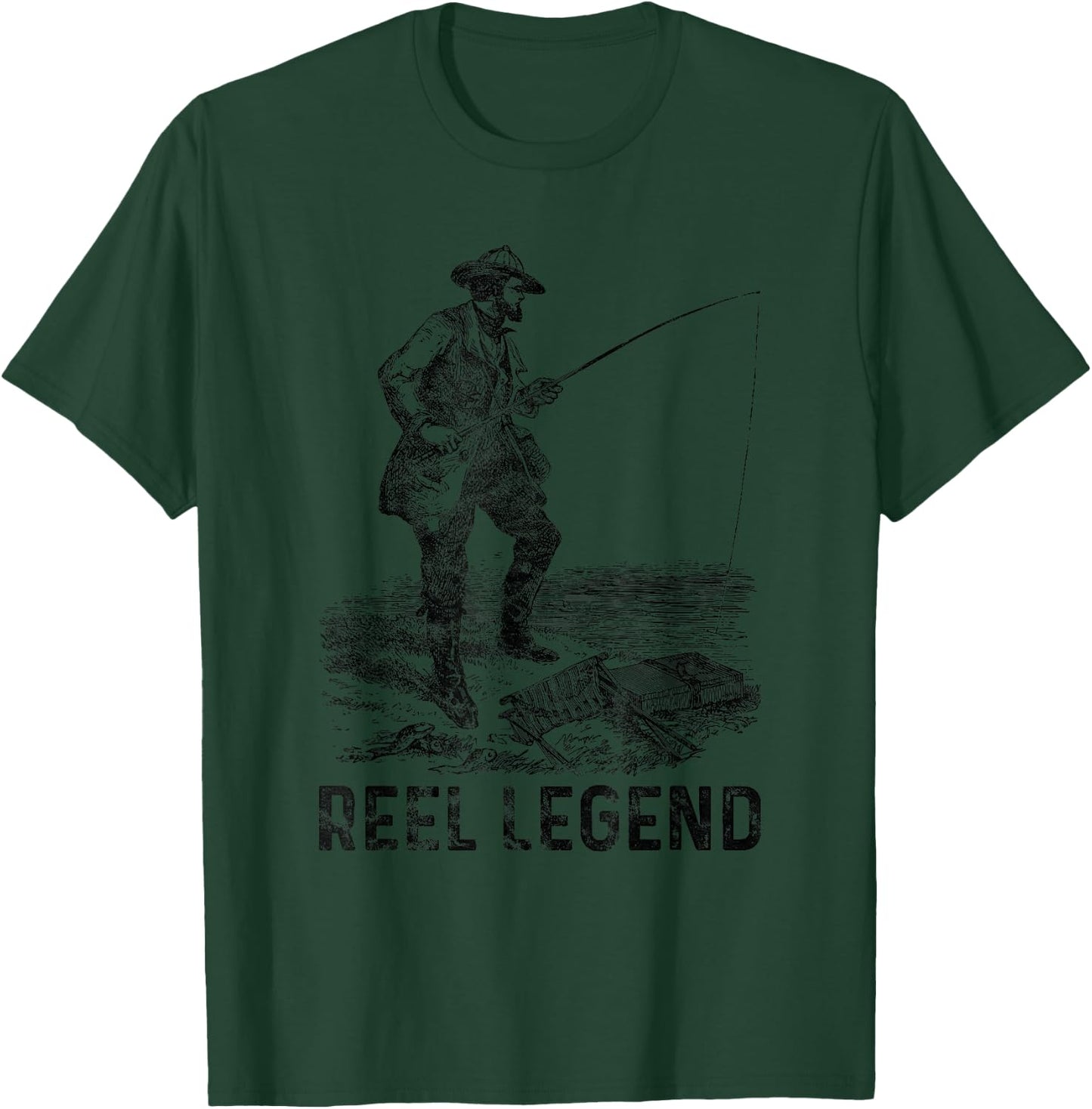 Reel Legend, Old Vintage Fisherman Fishing Grandpa Joke T-Shirt - T-Shirt | Forest
