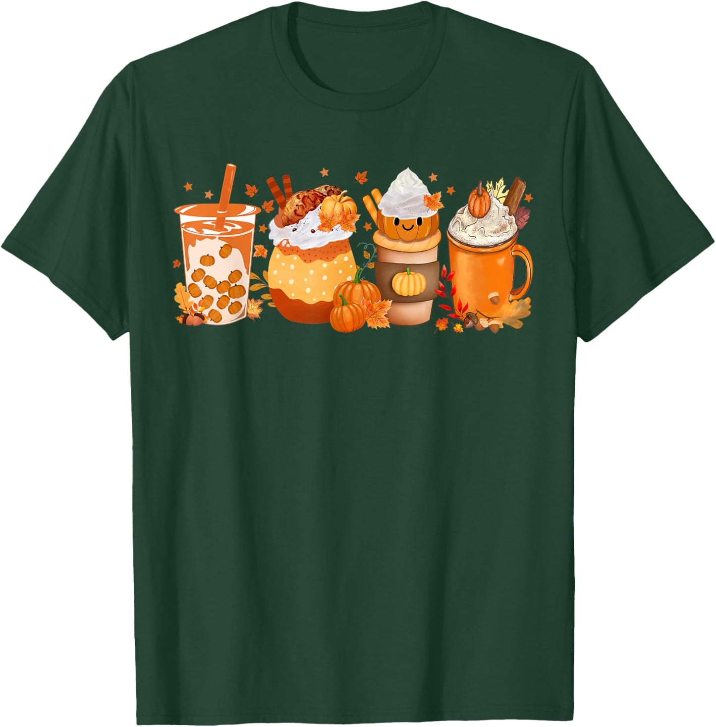 Pumpkin Spice Coffee Latte Fall Autumn Season Hello Fall T-Shirt - T-Shirt | Forest